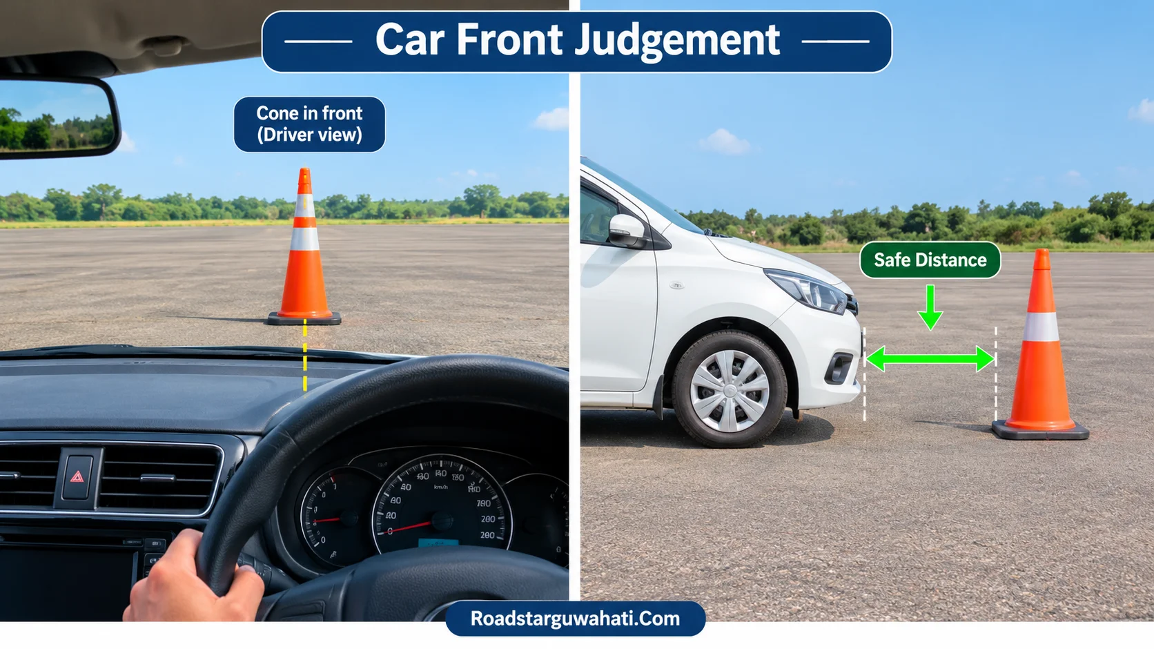 Car front judgement aur bonnet distance