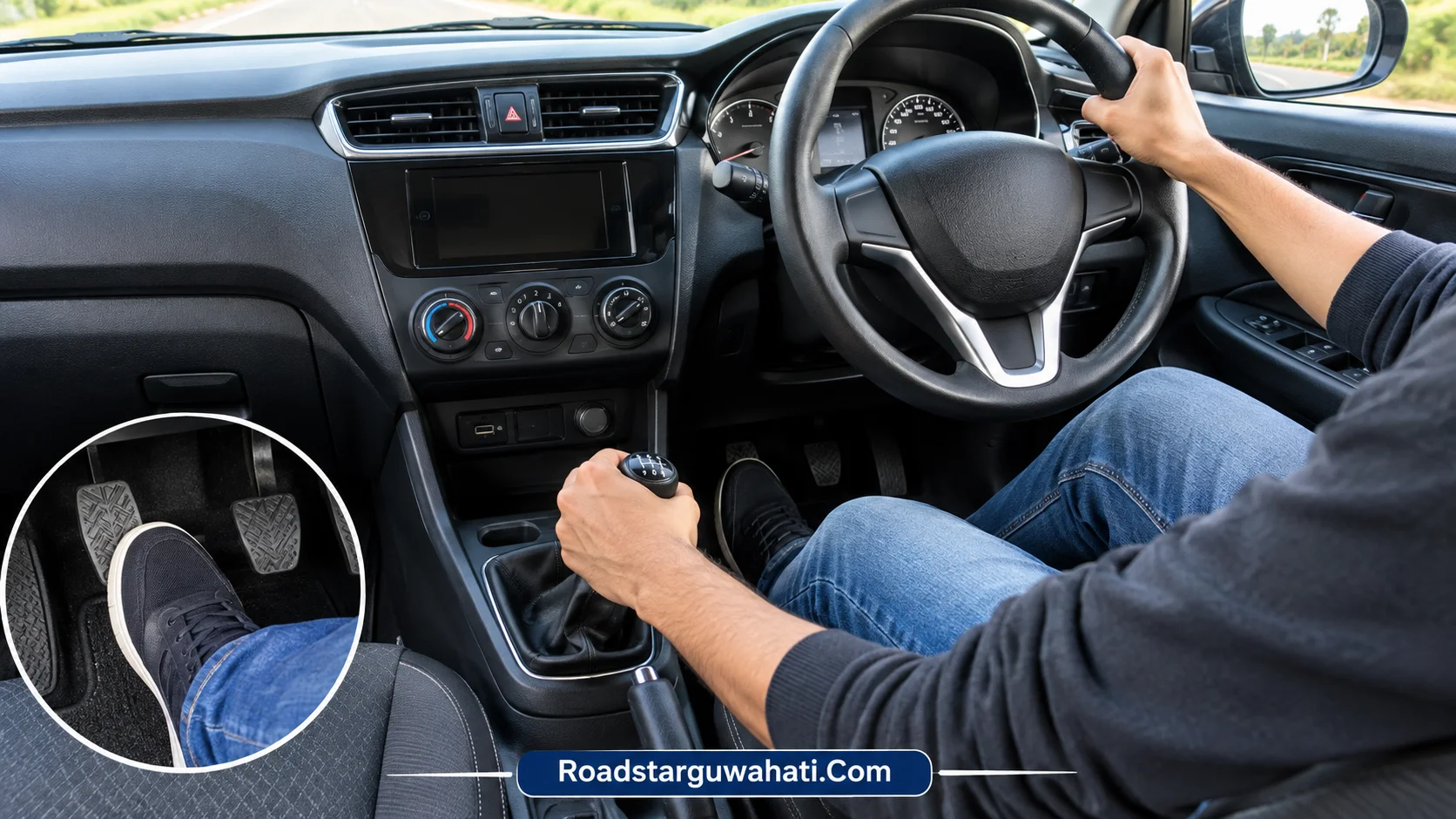 Learn proper gear shifting and clutch control in a manual car
