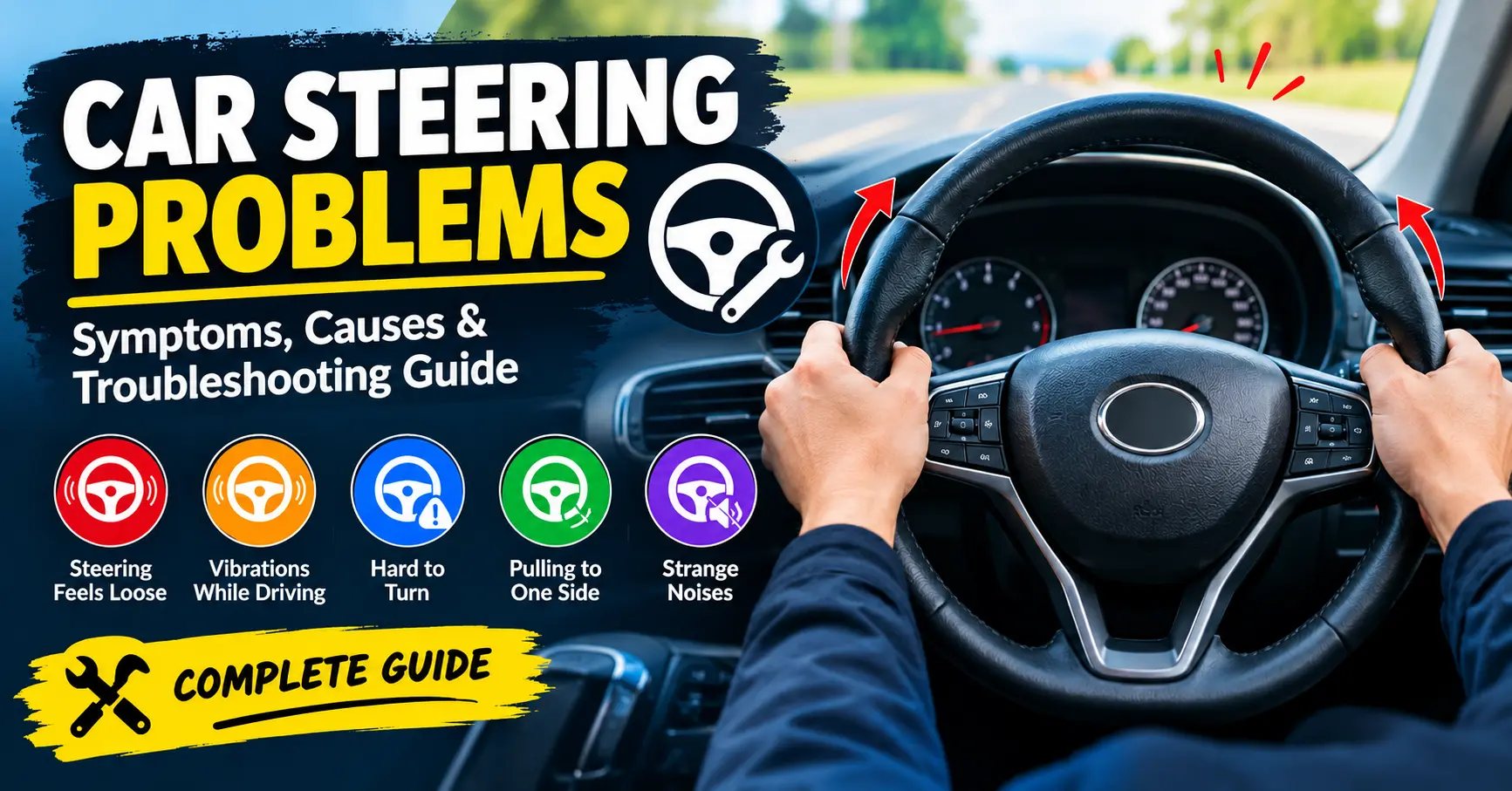 Car steering problems and steering wheel symptoms