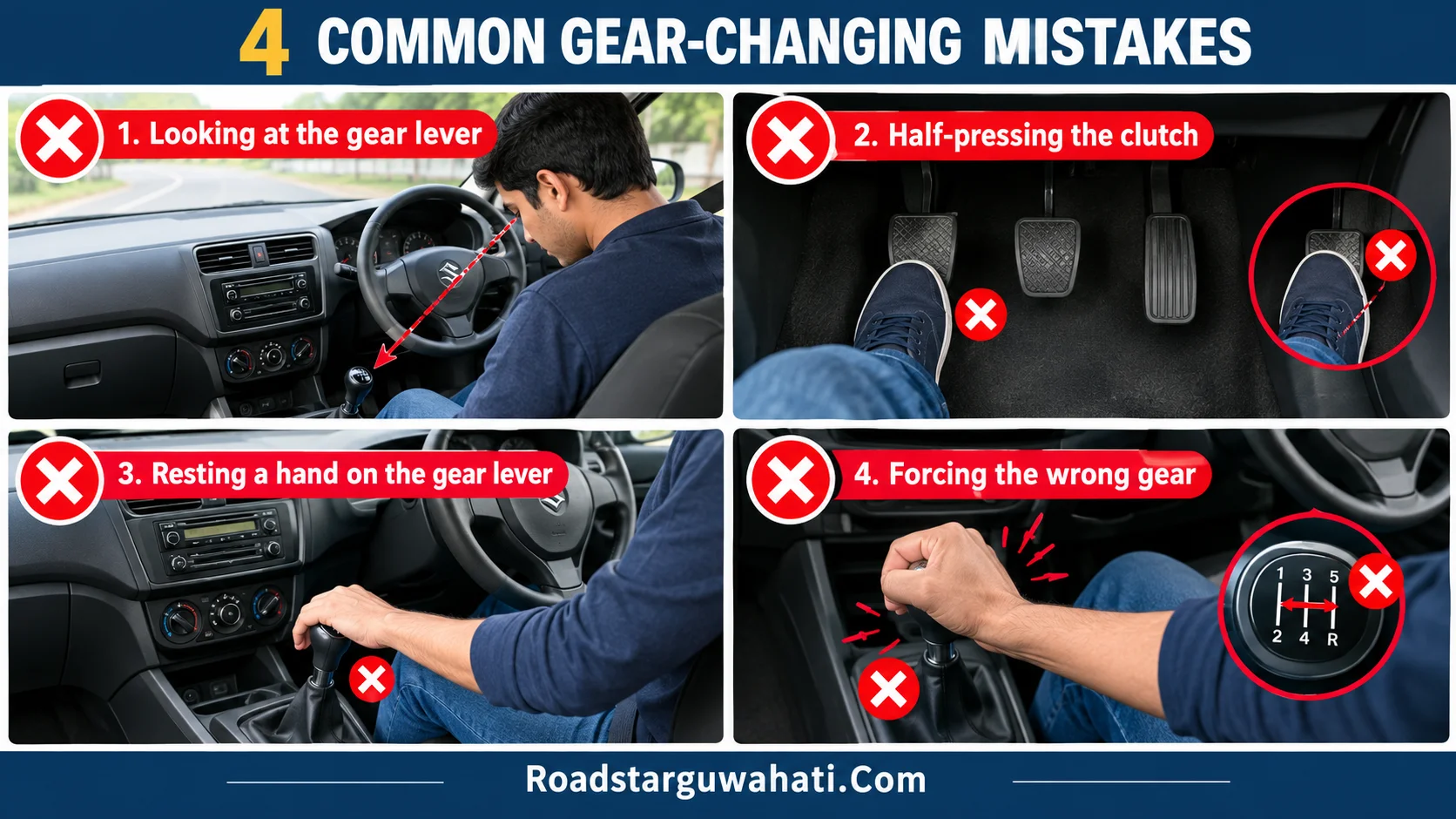 Common manual gear changing mistakes every beginner driver should avoid