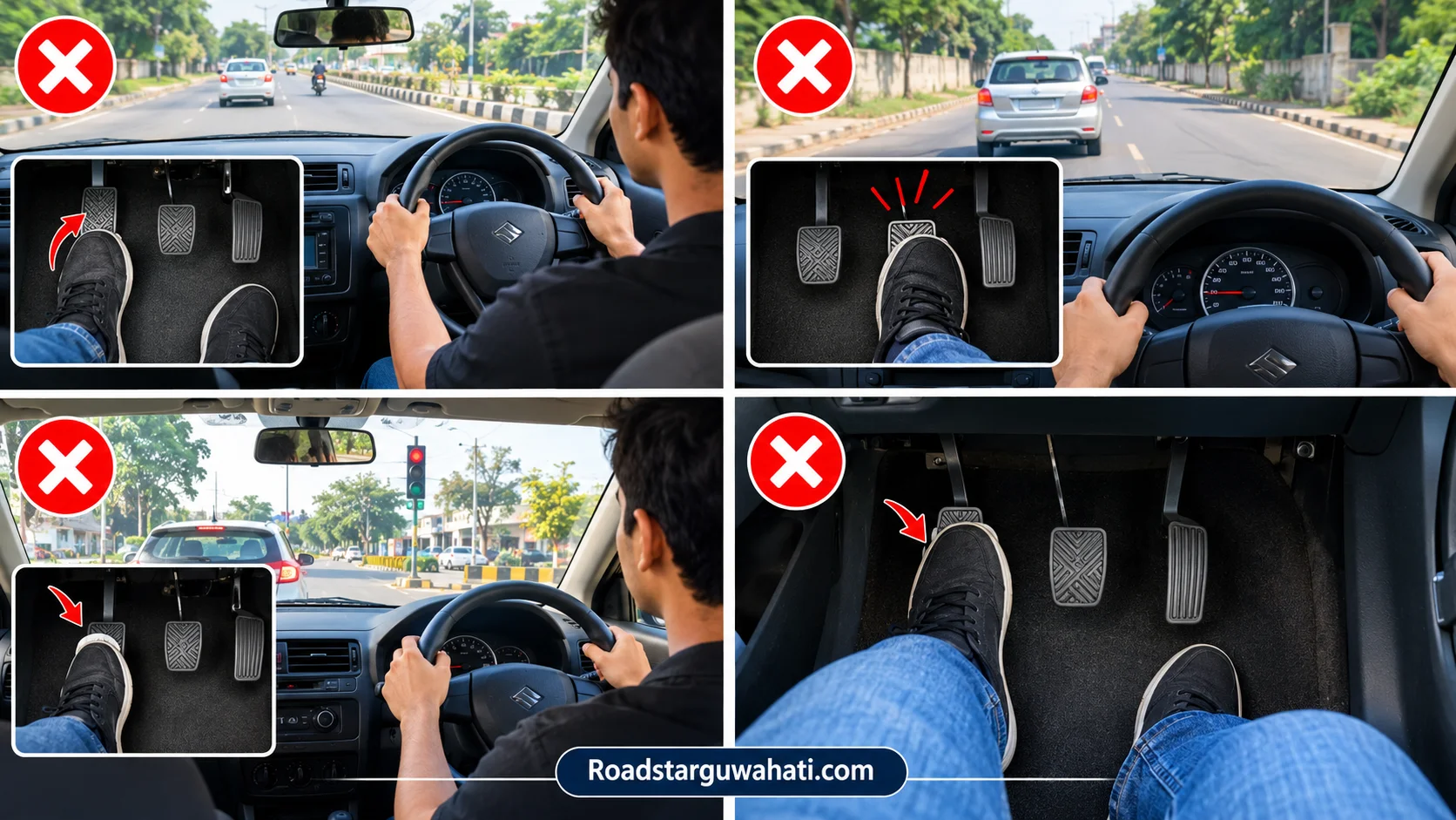 Manual car stopping common brake and clutch mistakes